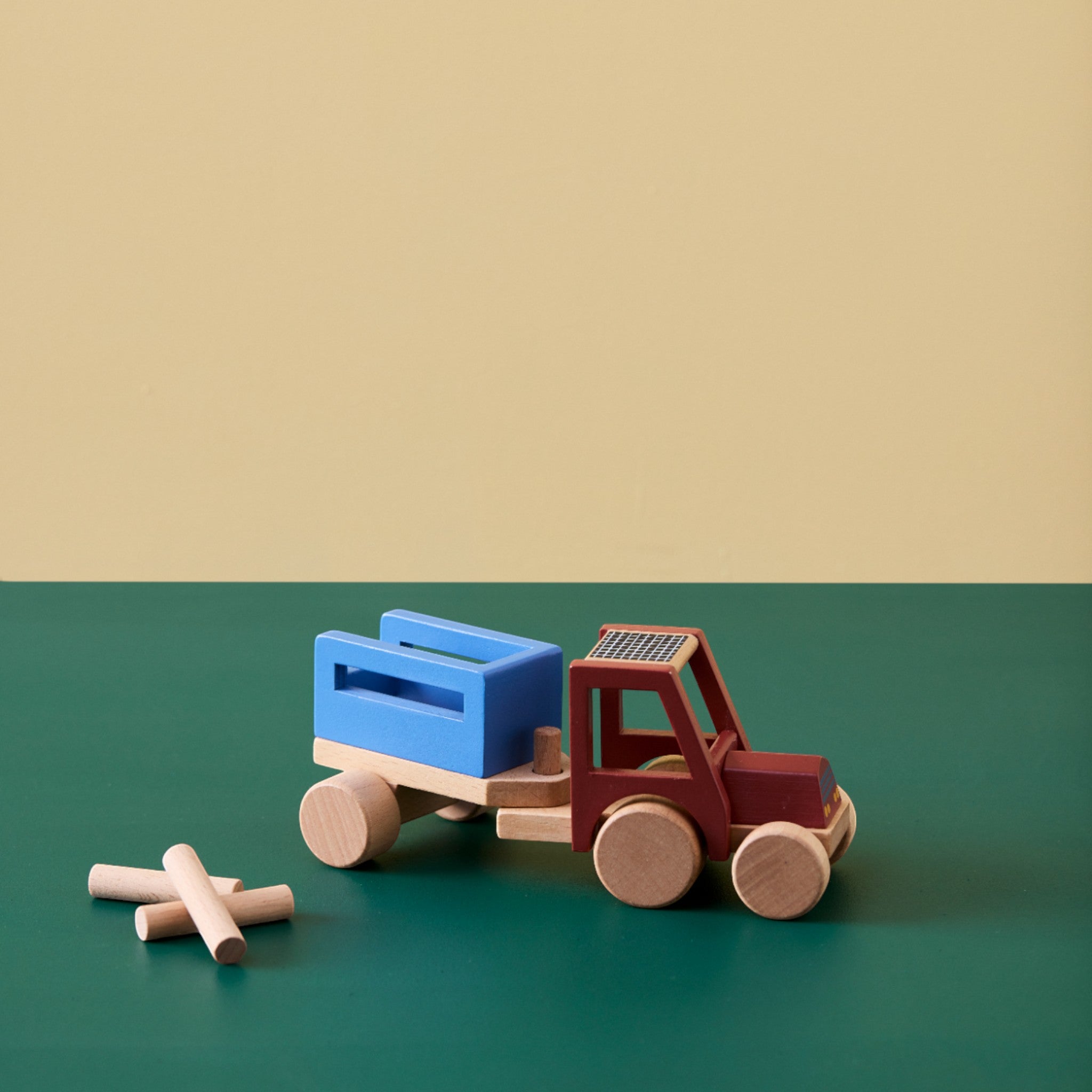 Kids Concept Ξύλινo τρακτέρ με αποσπώμενο τρέιλερ AIDEN