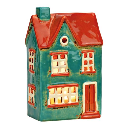 Κεραμικό Σπιτάκι με θήκη για ρεσώ turquoise/πορτοκαλί, 12x19x8cm