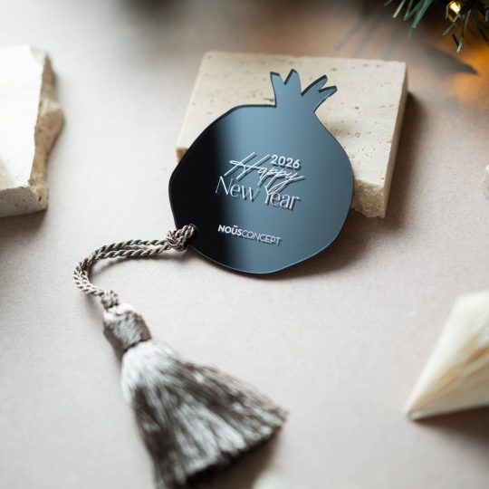 Nous Concept Γούρι Logo Ρόδι | Ανθρακί Καθρέπτη Plexiglass